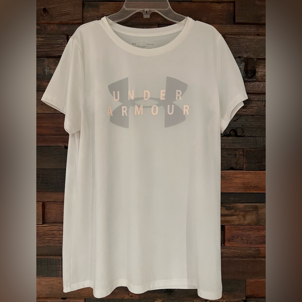 Women’s Size Large Under Armor White DriFit Athletic Shirt
